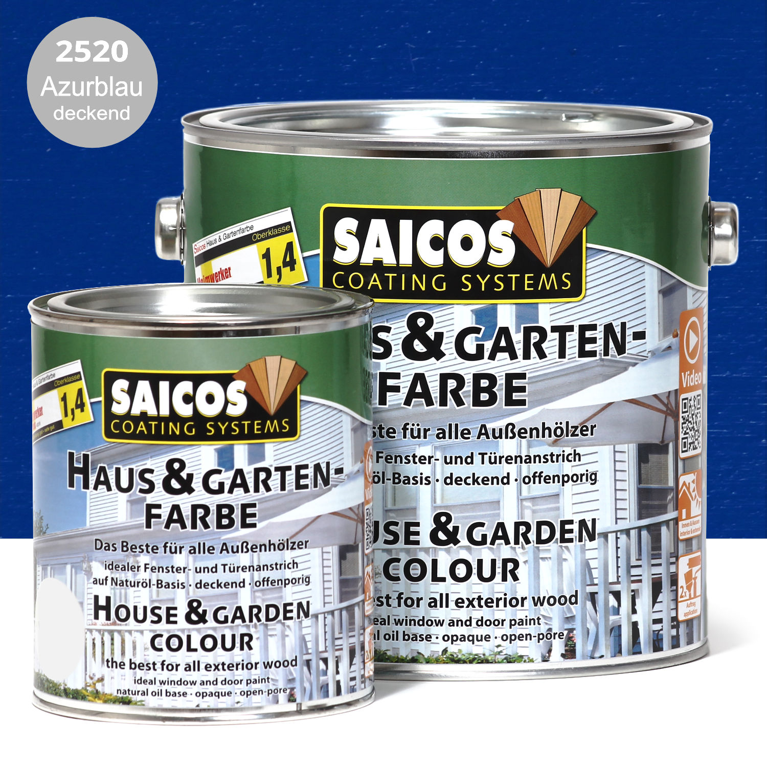 SAICOS Haus- & Gartenfarbe Azurblau deckend