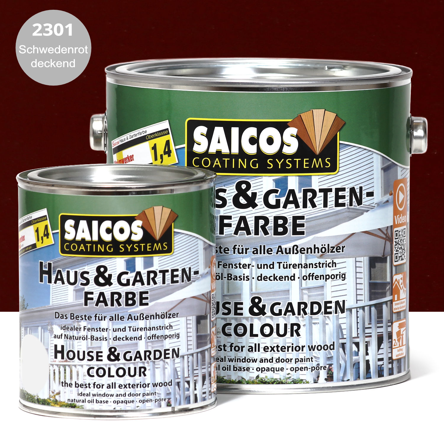 SAICOS Haus- & Gartenfarbe Schwedenrot deckend