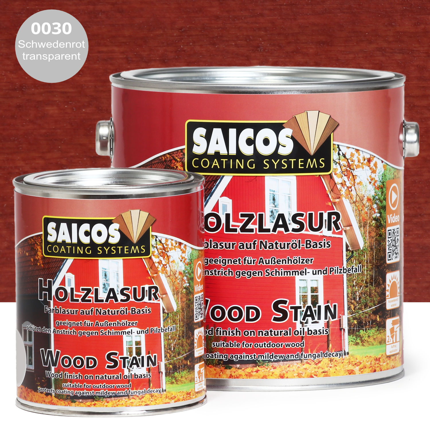 SAICOS Holzlasur Schwedenrot transparent