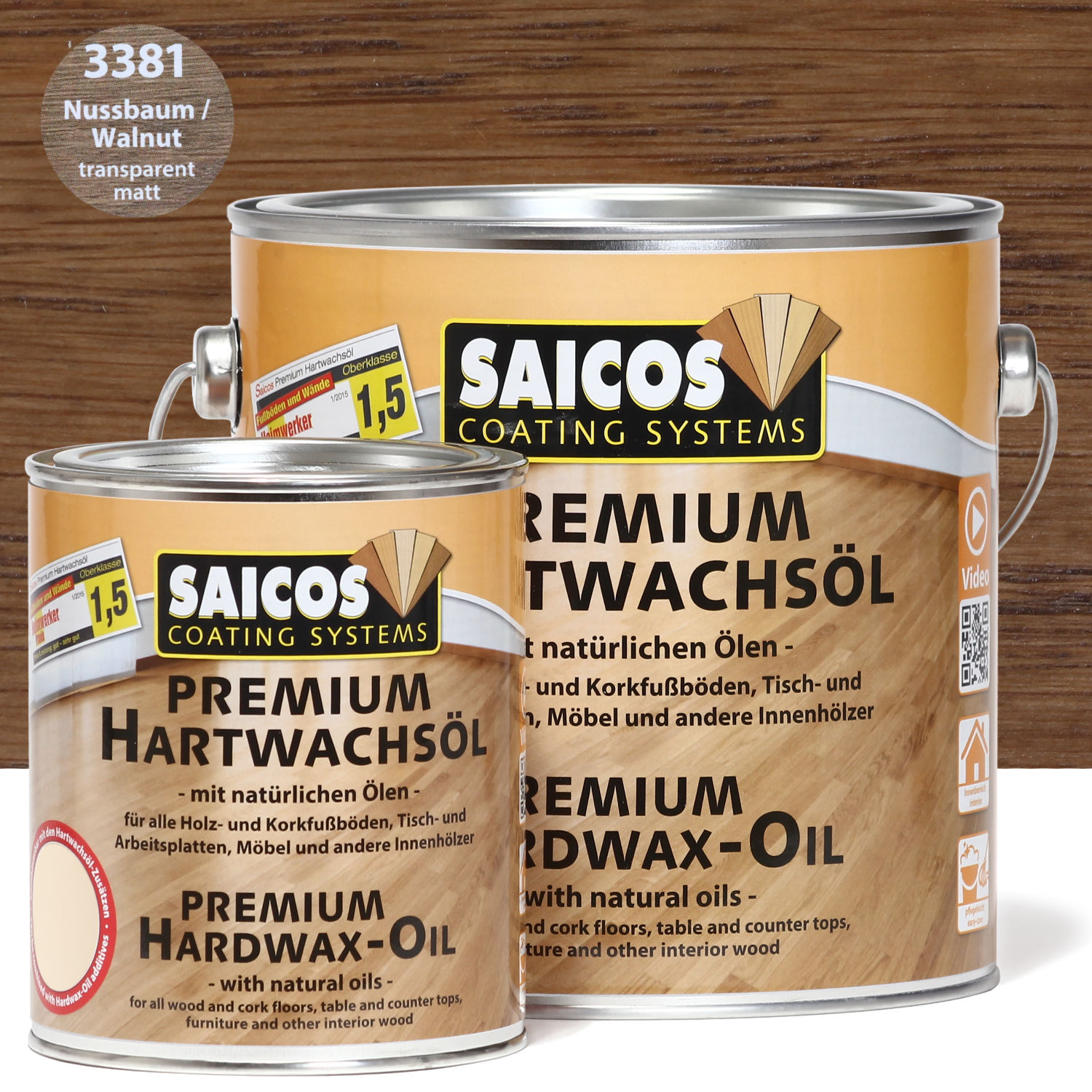 SAICOS Premium Hartwachsöl Nussbaum transparent matt