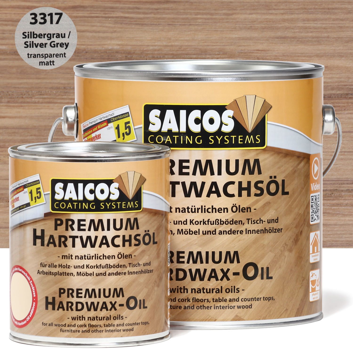 SAICOS Premium Hartwachsöl Silbergrau transparent matt