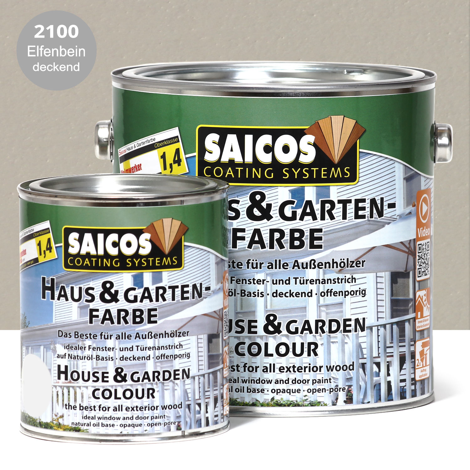 SAICOS Haus- & Gartenfarbe Elfenbein deckend