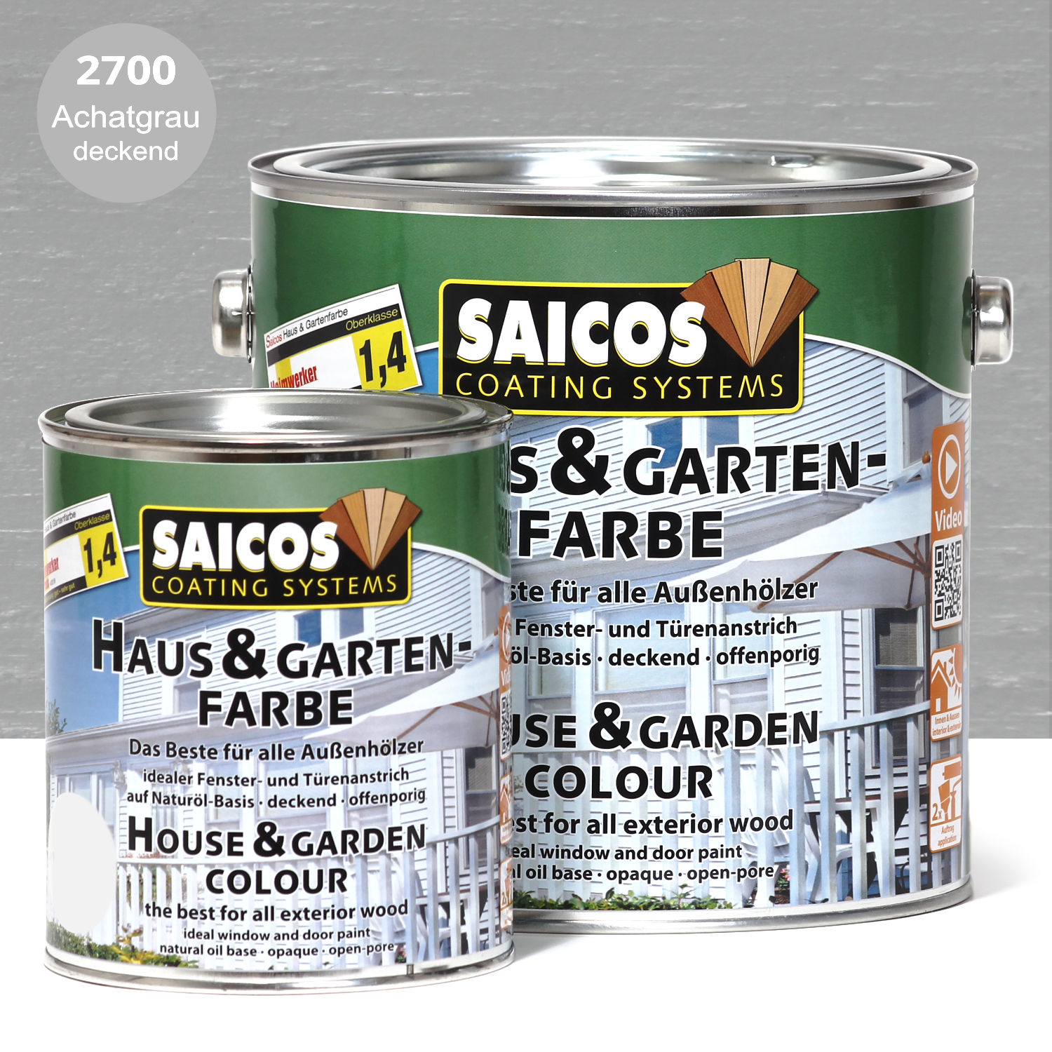SAICOS Haus- & Gartenfarbe Achatgrau deckend